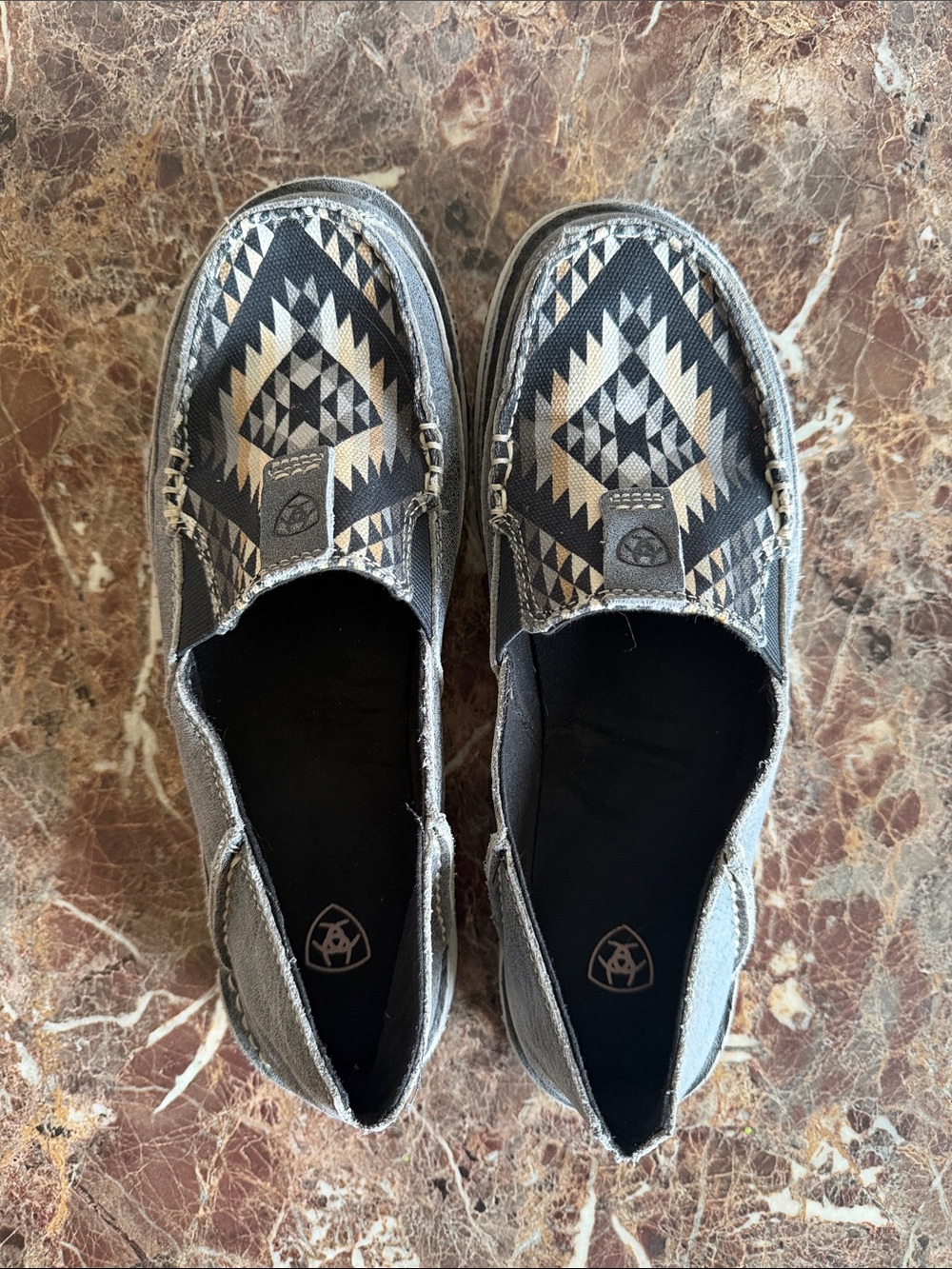 Ariat Aztec Slip-On Canvas Loafers in Black and Cream